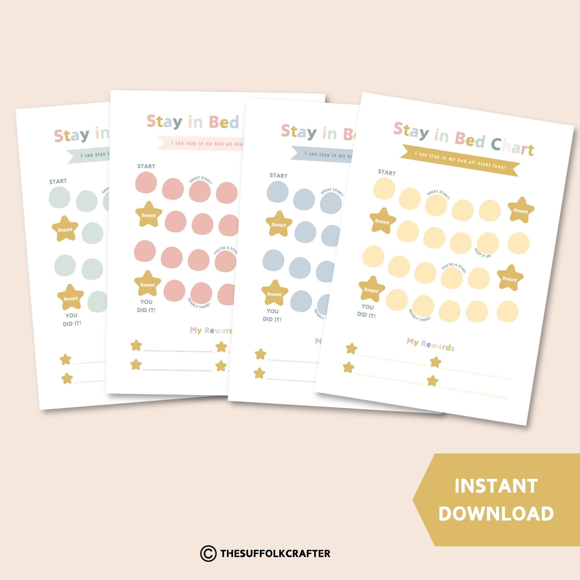 Stay in Bed Reward Chart for Kids - Instant Download