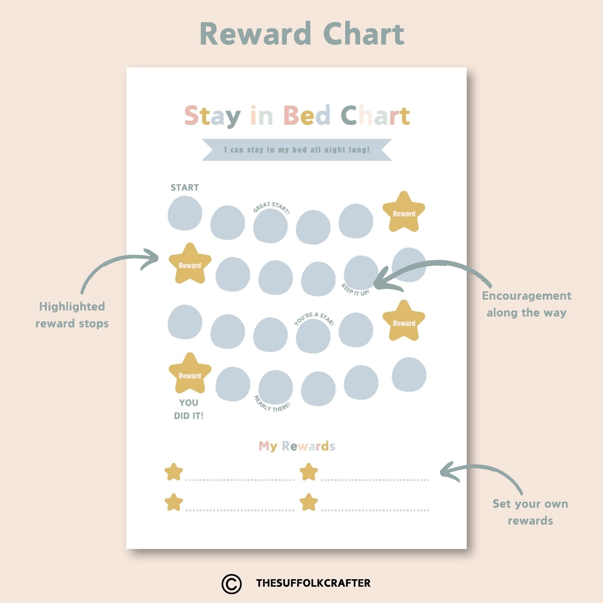 Stay in Bed Reward Chart for Kids - Instant Download